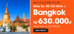 Jetstar khuyến mãi vé đi Bangkok 630k