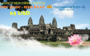 Vietnam Airlines khuyến mãi vé khứ hồi đi Siem Reap 63 USD