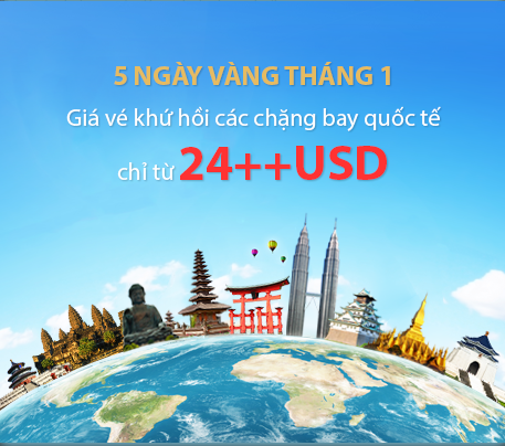 Hình ảnh Vietnam Airlines khuyến mãi 5 ngày vàng tháng 1 vé 24 USD