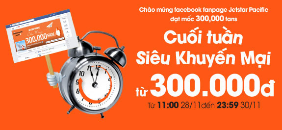 Vé máy bay khuyến mãi giá 300K cuối tháng 11