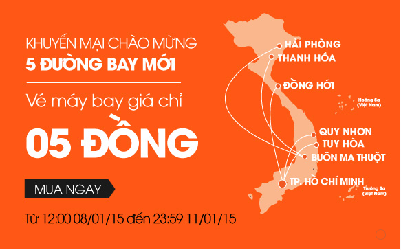 Vé máy bay khuyến mãi Tết 2015 chỉ 5 đồng